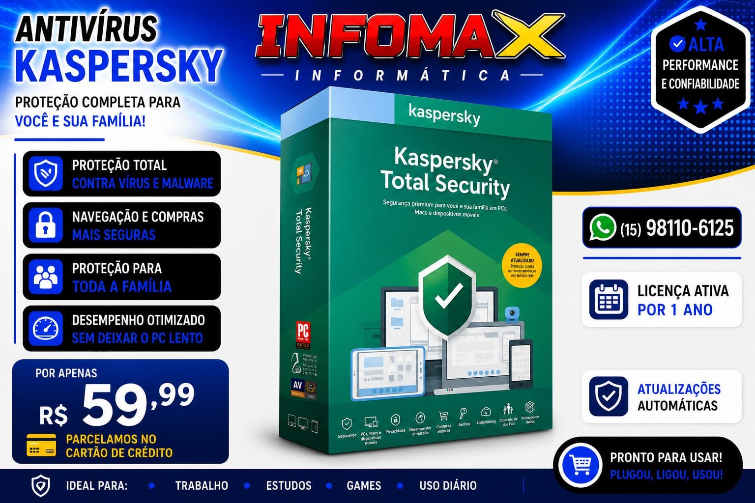 Anúncio de Antivírus Kaspersky Total Security