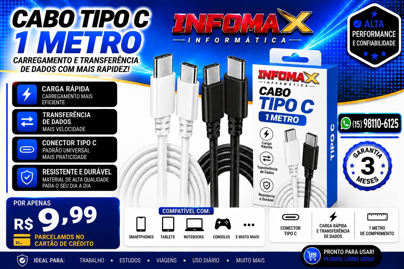 Anúncio de Cabo Tipo C 1 metro