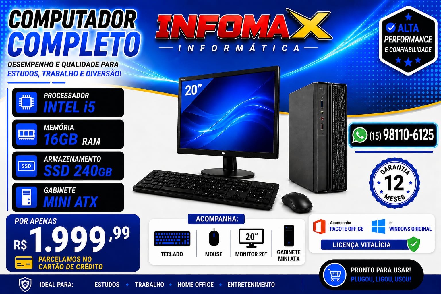 Anúncio do Computador Completo Intel i5