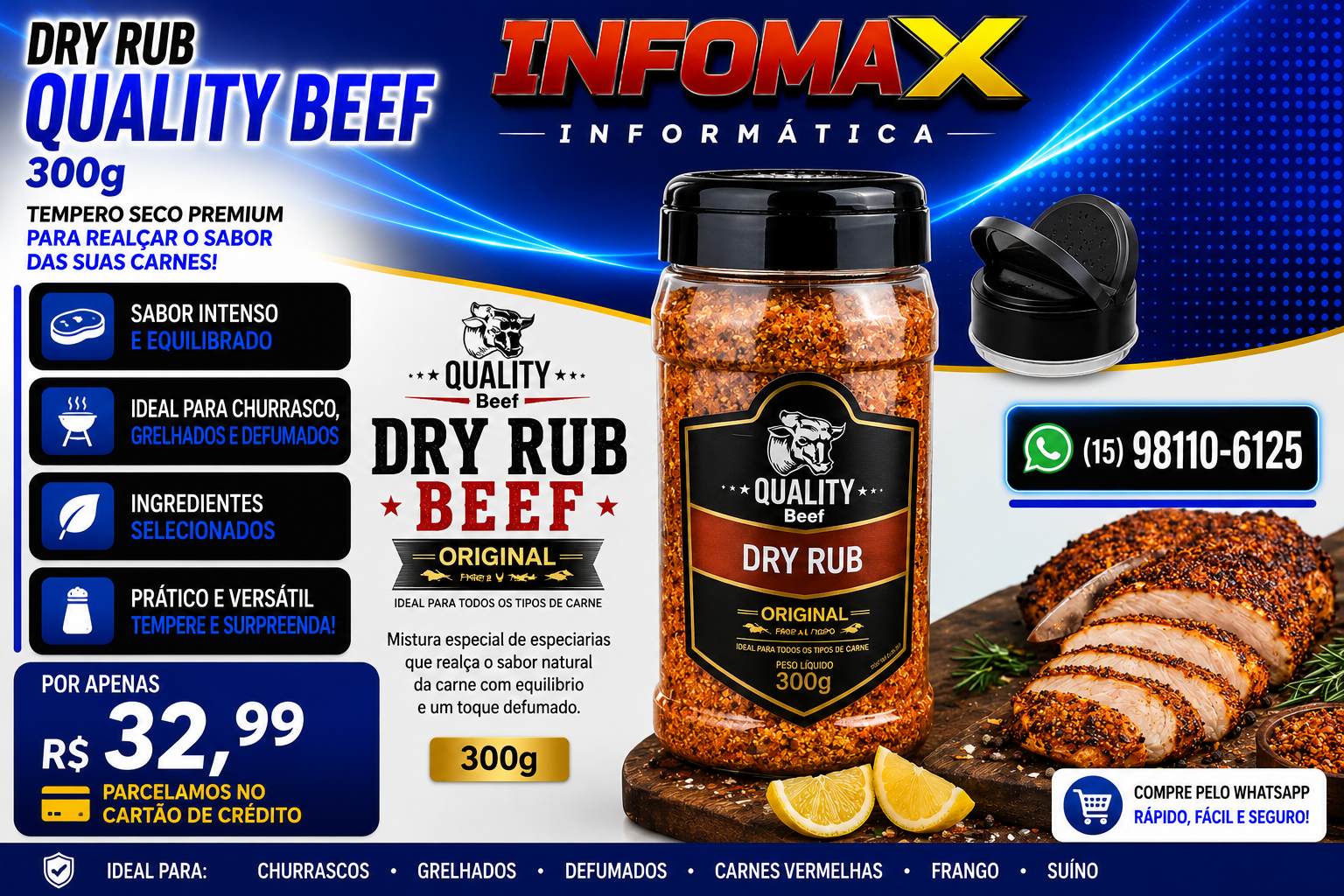 Anúncio de Dry Rub Quality Beef Original 300g