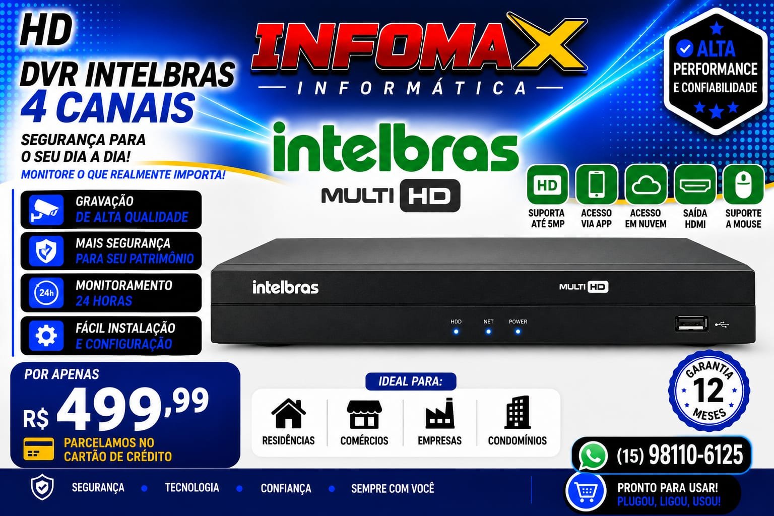 Anúncio de DVR Intelbras 4 canais