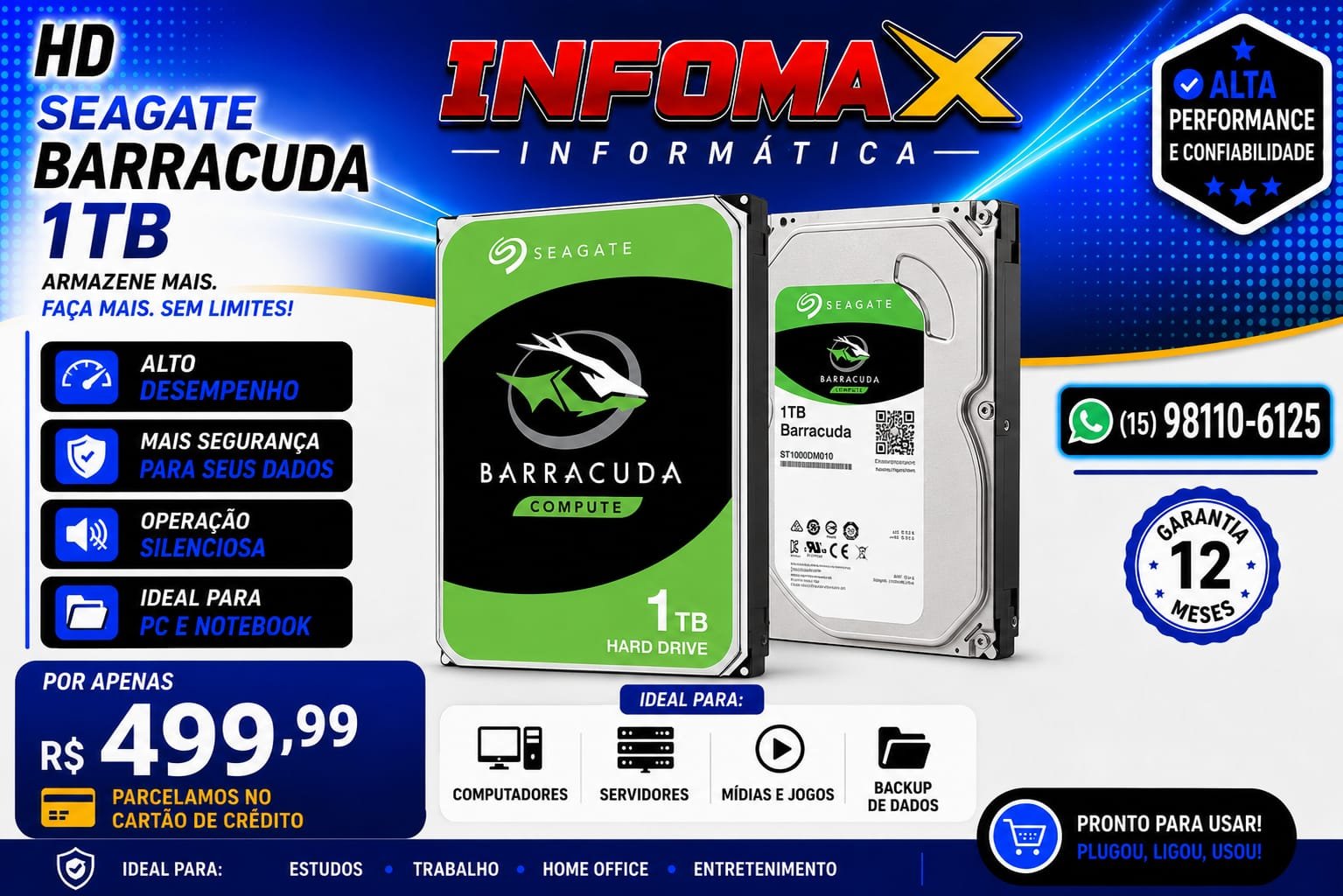 Anúncio de HD Seagate Barracuda 1TB