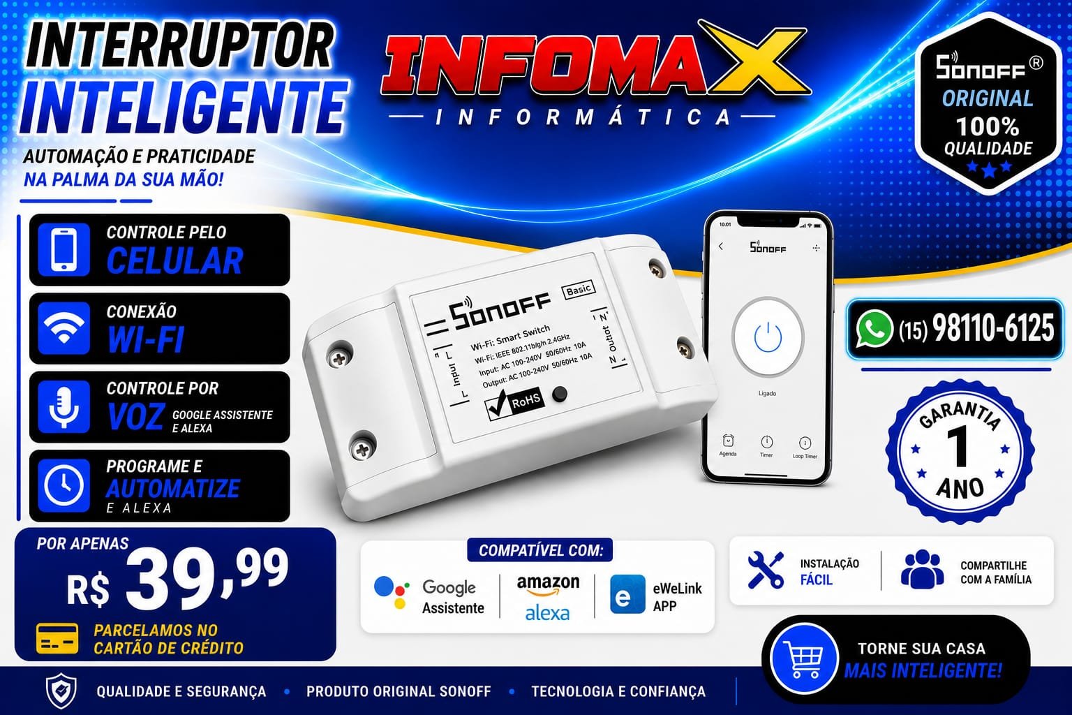 Anúncio de Interruptor Inteligente Sonoff
