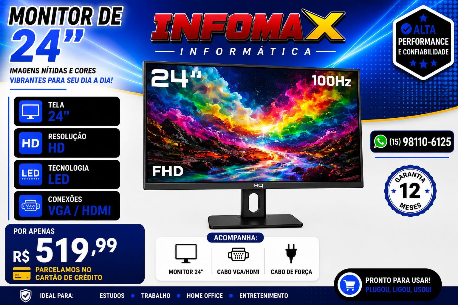 Anúncio de Monitor LED 24”