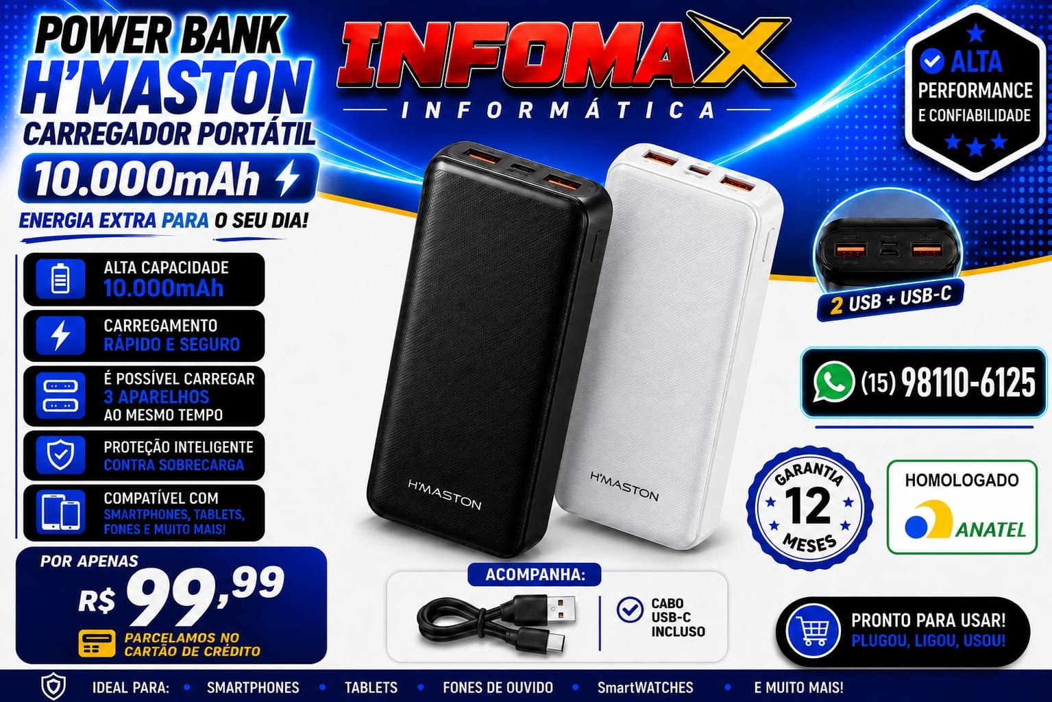 Anúncio de Power Bank 10.000mAh