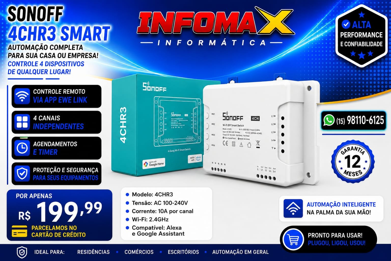 Anúncio de Sonoff 4CHR3 Smart