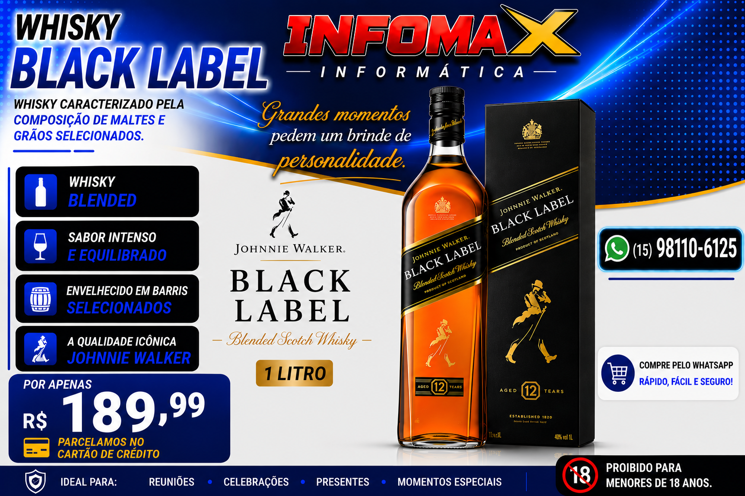 Anúncio de Whisky Johnnie Walker Black Label 1L