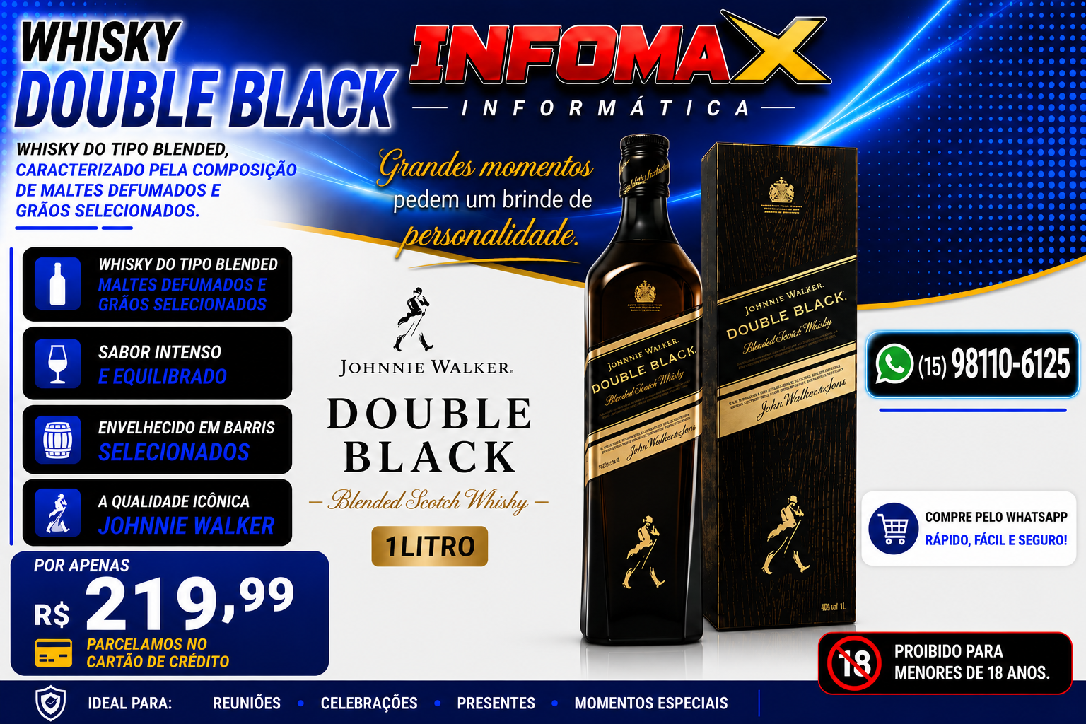 Anúncio de Whisky Johnnie Walker Double Black 1L