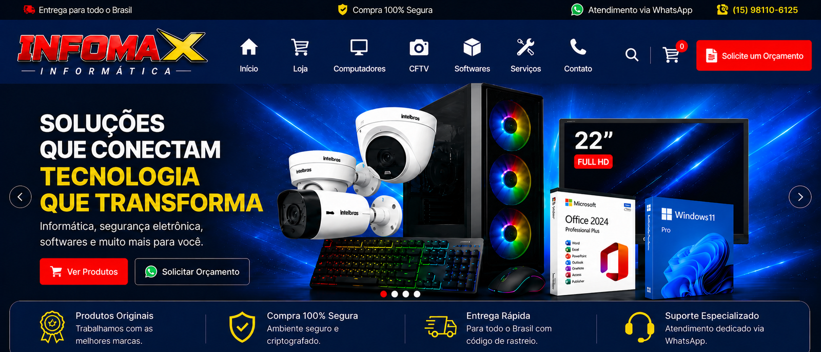 Página inicial INFOMAX Informática